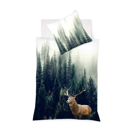 Bed Art J Dark Green/White Reversible Duvet Cover Set