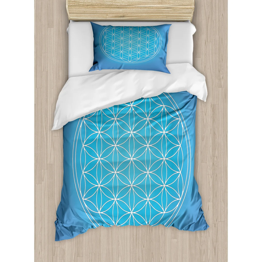 Silva White/Blue 100% Brushed Microfibre Duvet Cover Set