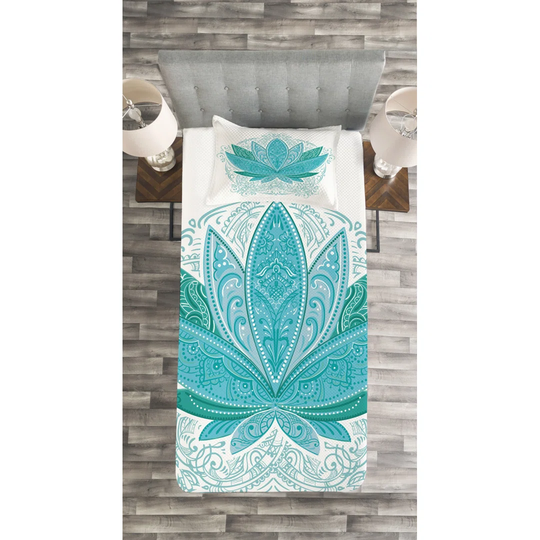 Adelard Blue/Teal Bedspread Set with Pillow Sham