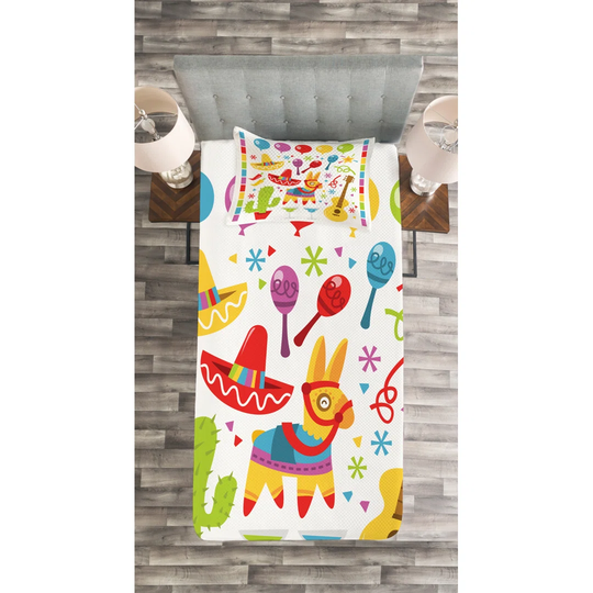 Adeliene Red/Yellow Bedspread Set with Pillow Sham