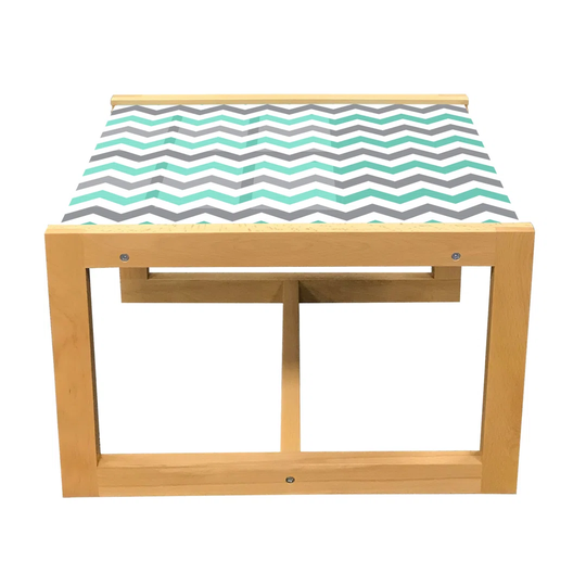 Chevron Coffee Table, Chevron Pattern Geometric Wavy Zigzag Herringbone Stripes Illustration, Acrylic Glass Center Table With Wooden Frame For Offices
