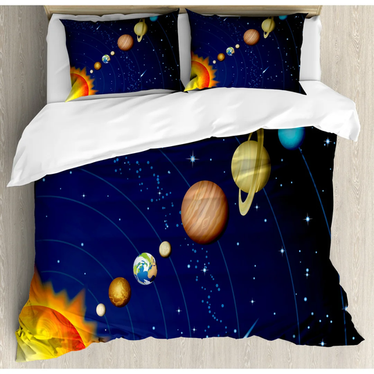 Skidmore Dark Blue/Orange Microfibre 350 TC Duvet Cover Set