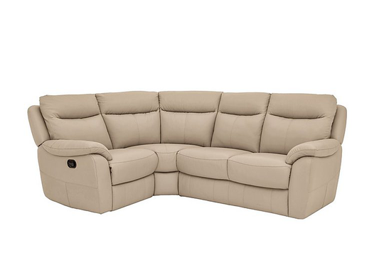 Snug Compact Leather Corner Sofa - Beige- World of Leather