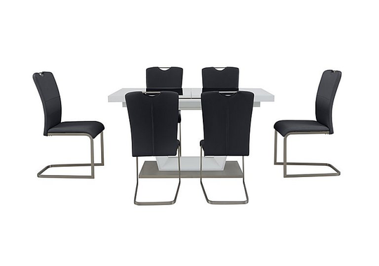 Bianco Small Extending Dining Table and 6 Chairs Dining Set - Grey