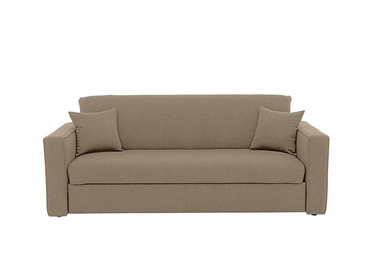 Versatile 3 Seater Fabric Sofa Bed with Box Arms - Beige