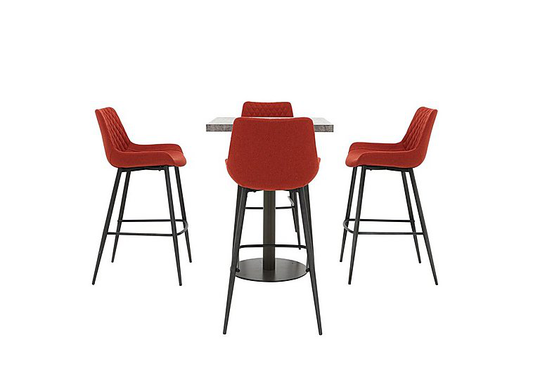 Moon Bar Table and 4 Rocket Bar Stools - Red