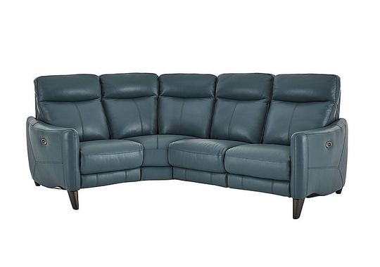 Compact Collection Petit Leather Power Recliner Corner Sofa - Green- World of Leather