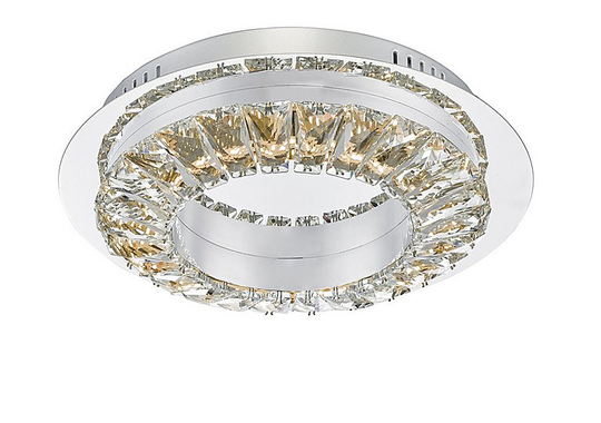 Alma Chrome & Crystal Flush LED Ceiling Light - Clear