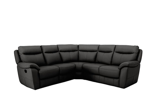 Snug Leather Corner Sofa - Black- World of Leather