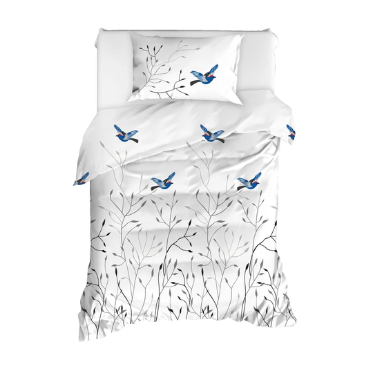 Prochoros White/Blue 120 TC Duvet Cover Set