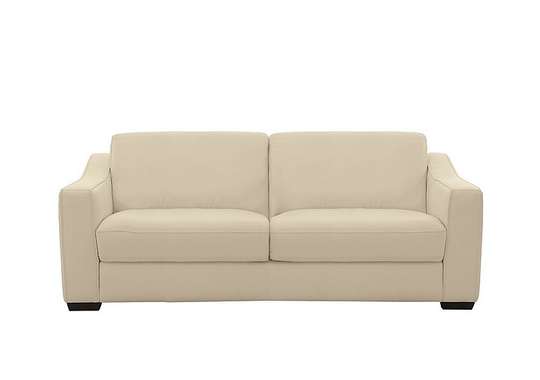 Optimus 3 Seater Leather Sofa Bed with Memory Foam Mattress - Beige- World of Leather