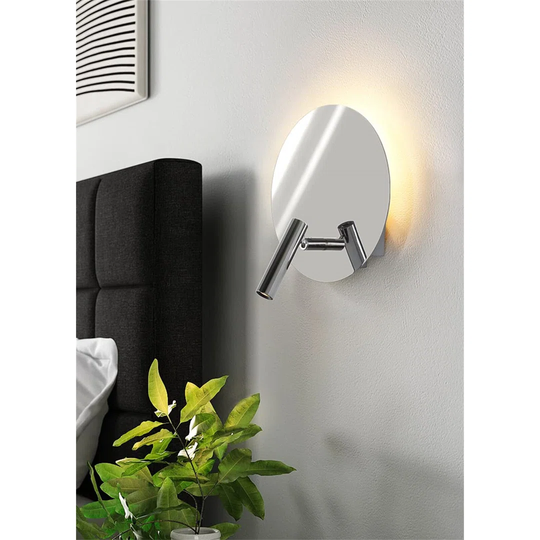 Wall Mounted Reading Lamp Black, Indoor Wall Lights With 2 Switches, 6W LED Wall Washer Light With 3W LED Reading Wall Lamp For Bedroom Hotel Bar Coff