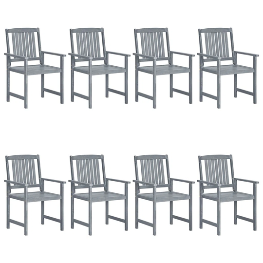 Garden Chairs 8 Pcs Solid Acacia Wood Grey