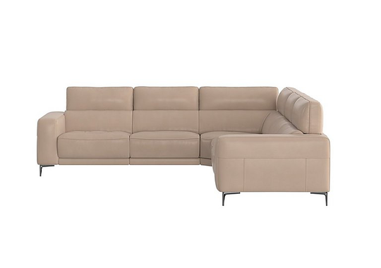 Adama Large Leather Corner Sofa - Beige- World of Leather