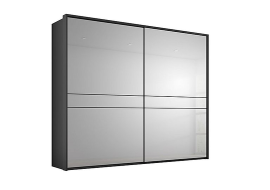 Rauch - Lando Sliding Mirror Wardrobe with LED Lights - 240-cm - Black