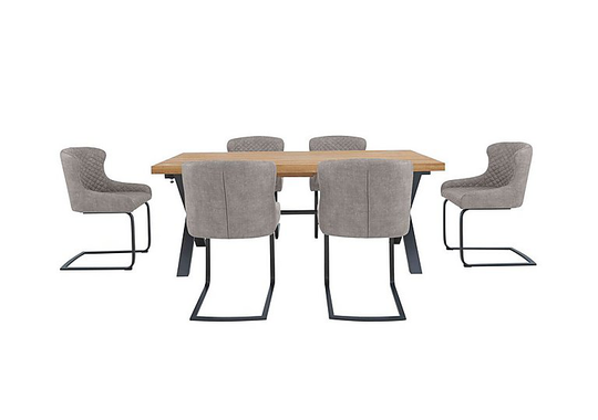 Earth Dining Table with 6 Cantilever Dining Chairs - 190-cm