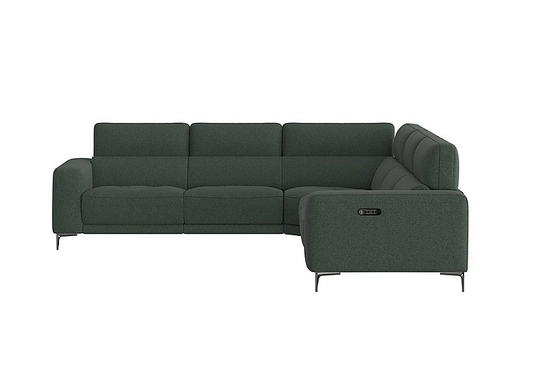 Adama Large Fabric Power Recliner Corner Sofa with Telescopic Headrests - Green
