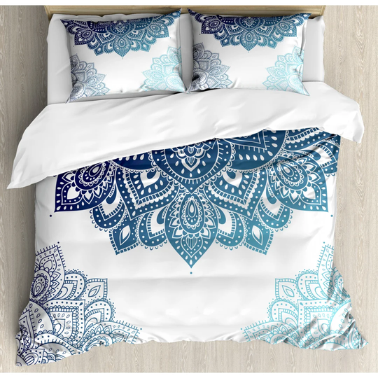 Northallert Blue/White Microfibre 350 TC Traditional Duvet Cover Set