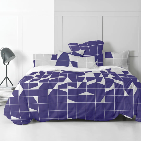 Manfredu Grey/Navy blue 100% Cotton 150 TC Duvet Cover
