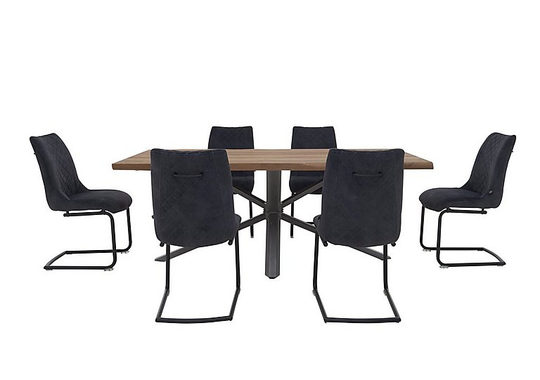 Habufa - Philadelphia Dining Table and 6 Dining Chairs - 250-cm - Black