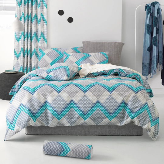 Trudy Green/Grey/White; Green/Grey/White 200 TC Duvet Cover Set