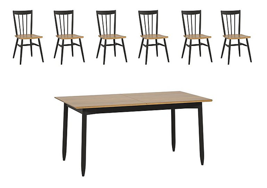 Ercol - Monza Medium Extending Dining Table and 6 Dining Chairs