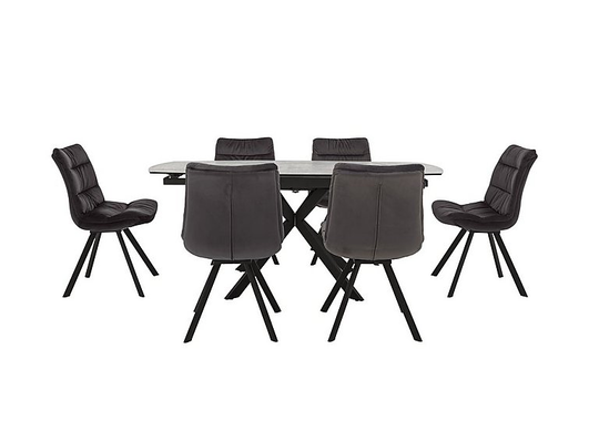 Diego Round Extending Dining Table and 6 Chairs - Grey