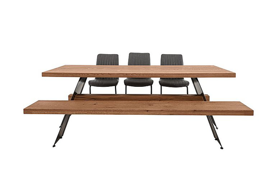Bodahl - Thanos Dining Table, 3 Grey Chairs and Bench Dining Set - 220-cm