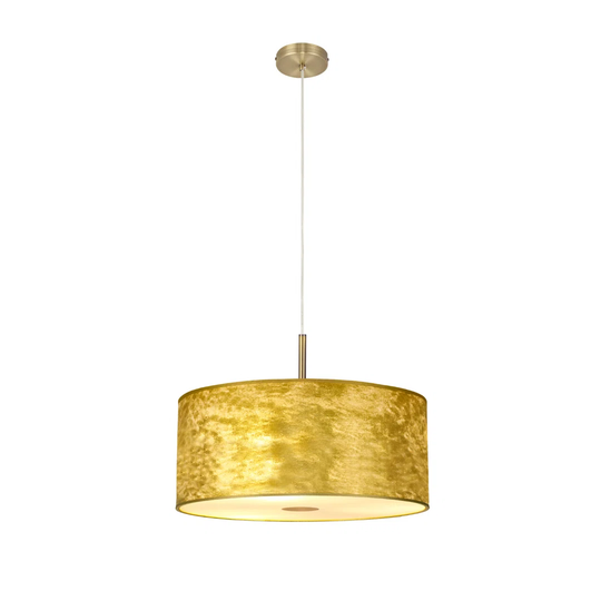 Baymont Antique Brass 3M 5 Light E27 Single Pendant With 500Mm Gold Leaf Shade With Frosted Acrylic Diffuser With Antique Brass Centre