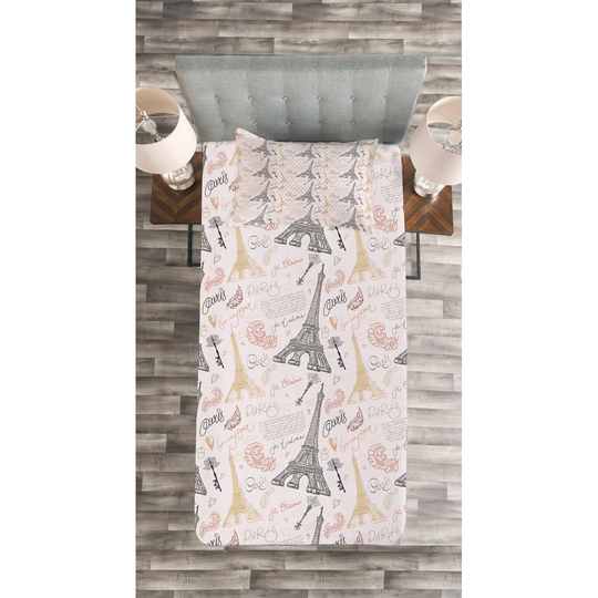 Adelynd Pink/White/Black Bedspread Set with Pillow Sham