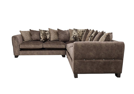 Ariana Large Fabric Pillow Back Corner Sofa - Brown