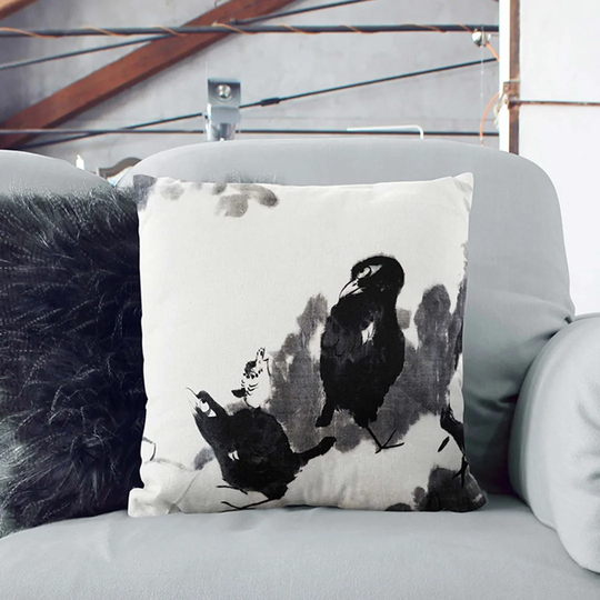 Birds in a Lotus Pond Cushion with Filling Pillow