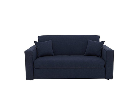 Versatile Small 2 Seater Fabric Sofa Bed with Box Arms - Blue