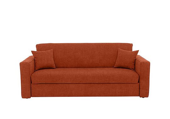 Versatile 3 Seater Fabric Sofa Bed with Box Arms - Orange