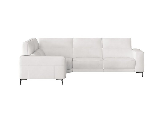 Adama Leather Corner Sofa - White- World of Leather