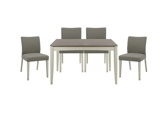 Skye Medium Table and 4 Upholstered Chairs - Grey