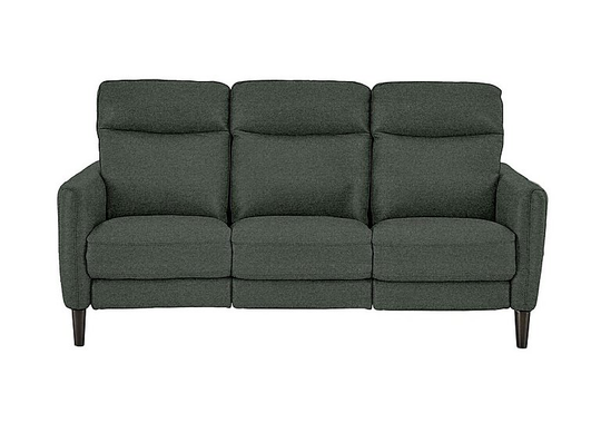 Compact Collection Petit 3 Seater Fabric Power Recliner Sofa - Green