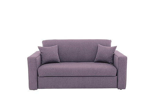 Versatile Small 2 Seater Fabric Sofa Bed with Box Arms - Purple
