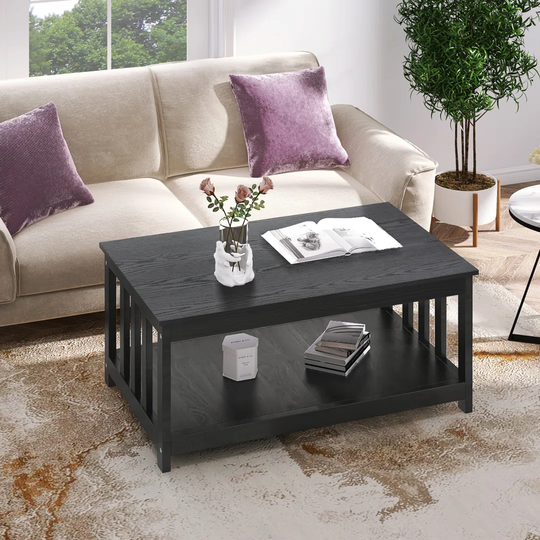 Coffee table, living room table, coffee table with large shelf, side table in modern design, sturdy 100 x 60 x 47cm