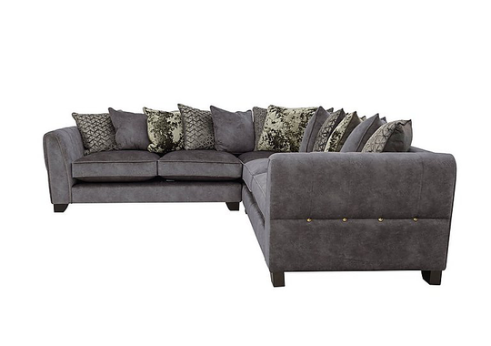 Ariana Large Fabric Pillow Back Corner Sofa - Grey