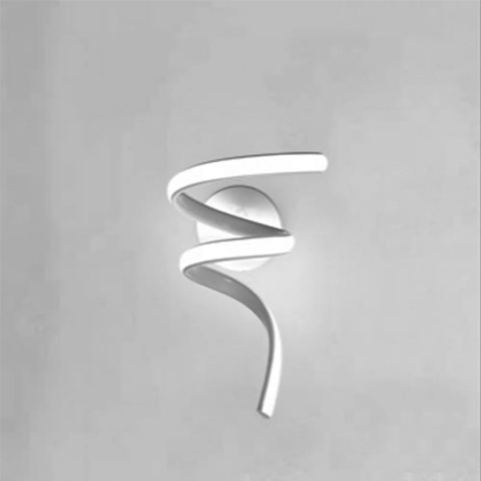 Modeen 13W LED Spiral Wall Lamp Living Room Bedside Bedroom Aisle Light Simple Modern Aluminum Acrylic White Wall Sconce Light