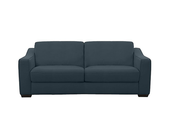 Optimus 3 Seater Leather Sofa Bed with Memory Foam Mattress - Blue- World of Leather