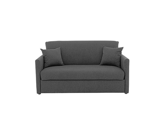Versatile Small 2 Seater Fabric Sofa Bed with Slim Arms - Grey
