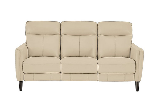 Compact Collection Petit 3 Seater Leather Sofa - Beige- World of Leather