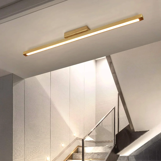 Ivy Bronx LED Ceiling Light 3000K Warm White Wood Living Room Lamp 114Cm Long LED Office Ceiling Light - Indoor Ceiling Lamp - 24 Watt - 1920 Lumen Fo