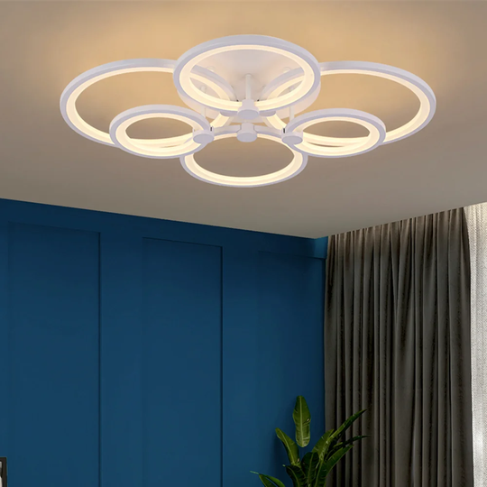 Modern Led Ceiling Lights 6 Ring Ceiling Lights, Ceiling Lights For Living Room, Bedroom, Kitchen, Corridor, Balcony, Dining Room(6-rings Dimmable)