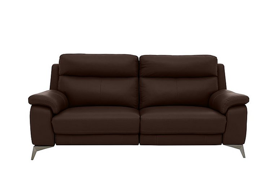 Missouri 3 Seater Leather Recliner Sofa with Power Headrest - Brown- World of Leather