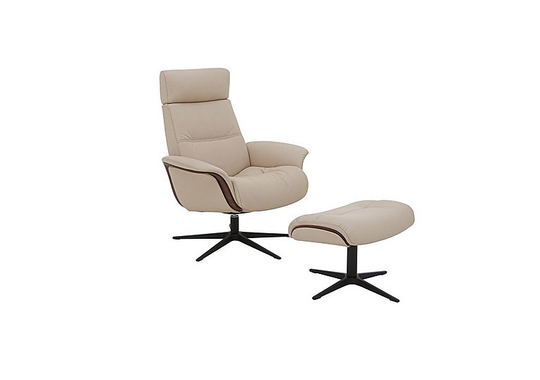 G Plan - Ergo Vida Leather Swivel Recliner Chair with Footstool - Beige