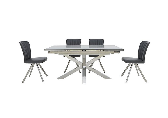 Vegas Extending Dining Table with 4 Faux Leather Swivel Dining Chairs Dining Set