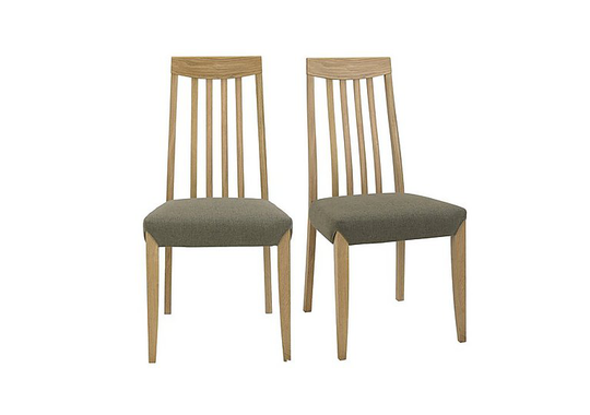 Duplex Pair of Tall Slatted-back Dining Chairs